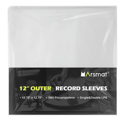 Picture of 100 Vinyl-Record Sleeves for Vinyl Record, 12.75" x 12.75" Outer Sleeves Record Storage for Single & Double LP Album Covers, Clear Premium Polyethylene Vinyl Record Protector