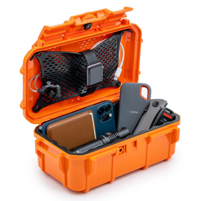 Picture of Evergreen 57 Waterproof Dry Box Protective Case - Travel Safe/Mil Spec/USA Made - for Cameras, Phones, Ammo Can, Camping, Hiking, Boating, Water Sports, Knives, & Survival (Orange)