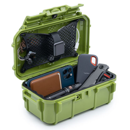 Picture of Evergreen 57 Waterproof Dry Box Protective Case - Travel Safe/Mil Spec/USA Made - for Cameras, Phones, Ammo Can, Camping, Hiking, Boating, Water Sports, Knives, & Survival (Green)