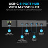 Picture of SABRENT USB-C Hub & SSD Enclosure, 6-Port Dock with M.2 SSD Slot, 90W Power Delivery, USB 3.0 & 2.0 Ports, 4K HDMI, RJ45 Gigabit Ethernet (HB-6PNV)