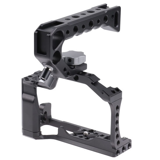 Picture of Hersmay For Canon M5 M50 II Cage with Top Handle, Camera Cage for Canon EOS M50 Mark II/ M50 /M5 Camera,Vlogging Video Shooting Filmmaking Rig Stabilizer with 1/4" Mounting and 3/8" Arri Locating Hole