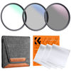 Picture of K&F Concept 95mm UV/CPL/ND Lens Filter Kit (3 Pieces)-18 Multi-Layer Coatings, UV Filter + Polarizer Filter + Neutral Density Filter (ND4) + Cleaning Cloth+ Filter Pouch for Camera Lens (K-Series)