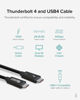 Picture of Plugable Thunderbolt 4 Cable [Thunderbolt Certified] 6.6ft USB4 Cable with 100W Charging, Single 8K or Dual 4K Displays, 40Gbps Data Transfer, Compatible with Thunderbolt, USB4, USB-C - Driverless