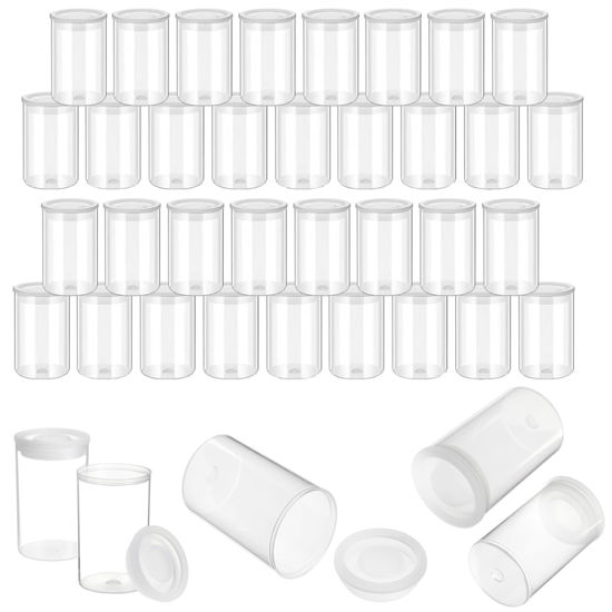 Picture of 72 Pcs Film Canisters w/Caps,35MM Empty Camera Reel Containers, for Rockets, Transparent, 8 OZ, 2" H, 1" W, Plastic, Films Developing Processing Tube, Roll Case, Small Accessories, Storage