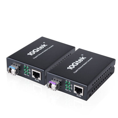 Picture of ipolex A Pair of Bidi Gigabit Single-Mode LC Fiber to Ethernet Media Converter, with BiDi SFP LX Module, 1310nm/1550nm, SMF, up to 20-KM, 1.25G Fiber Media Converter,1000Base-LX to 10/100/1000Base-TX