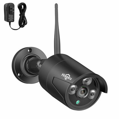 Picture of Hiseeu 5MP Black Camera Add on 5MP Security Camera, Waterproof Outdoor Indoor 3.6mm Lens IP Day & Night Vision with DC 12V Power Adapter Compatible 10CH 5MP WiFi Camera System