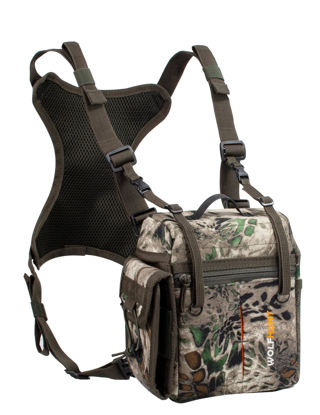 Picture of WOLFHUNT Binocular Harness Chest Pack Magnetic Closure, Bino Case with Detachable Rangefinder Pouch, Camouflage Bino Bag with Adjustable Strap for Hunting, Field Observation