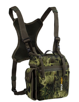 Picture of WOLFHUNT Binocular Harness Chest Pack Magnetic Closure, Bino Case with Detachable Rangefinder Pouch, Camouflage Bino Bag with Adjustable Strap for Hunting, Field Observation