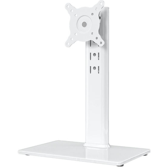 Picture of Single LCD Computer Monitor Free-Standing Desk Stand Riser for 13 inch to 32 inch Screen with Swivel, Height Adjustable, Rotation, Holds One (1) Screen up to 77Lbs(HT05W-001) White