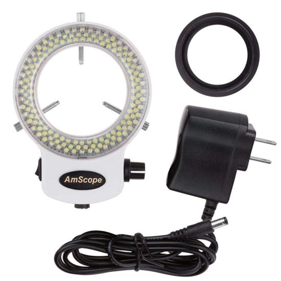 Picture of AmScope LED-144W-ZK White Adjustable 144 LED Ring Light Illuminator for Stereo Microscope & Camera