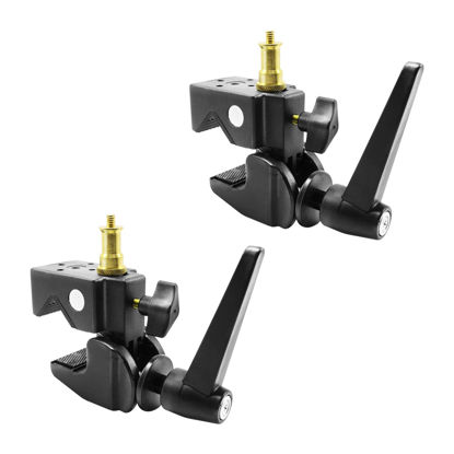 Picture of LimoStudio 2-Pack [Extra Super Heavy Duty] C Clamp with Standard Metal Stud Universal 1/4" & 3/8" Screws for Multi Purposes, 40 Lbs High Loading, vs. Compared to 30 Lbs Market Standards, AGG3261