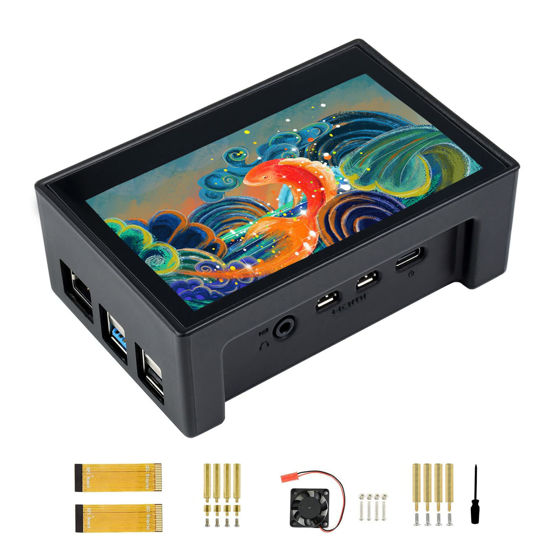 Picture of Waveshare 4.3 Inch Touch Screen DSI LCD with Case for Raspberry Pi 4B, 800×480 Resolution Monitor IPS Capacitive Screen Support Raspbian/Ubuntu/Kali/Retropie/WIN10 IoT