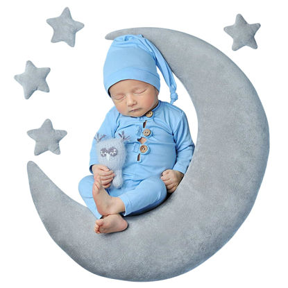 Picture of IGMaryBox Baby Moon Star Pillow Newborn Posing Pillow Newborn Photography Prop Newborn Photography Posing Pillows Newborn Photography Props Set (Grey)