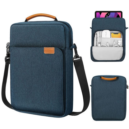 Picture of MoKo 9-11 Inch Tablet Sleeve Bag Handle Carrying Case with Shoulder Strap Fits New 11-inch iPad Pro M4/iPad Air M2, iPad 10th 10.9, iPad 9/8/7th 10.2, iPad Air 5/4th 10.9, Tab S8/S9 11, Indigo