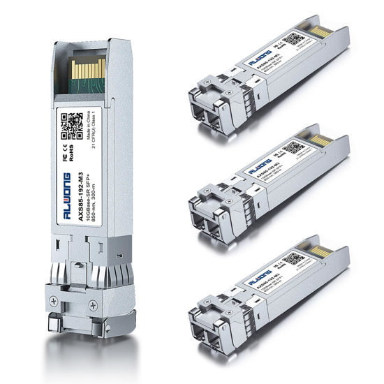 Picture of 10GBase-SR Multimode SFP+ to LC Fiber Module Transceiver for Cisco SFP-10G-SR, Ubiquiti UF-MM-10G, Meraki, Mikrotik, Netgear, D-Link, Edgecore, Linkysys etc. (850nm MMF, up to 300M) 4-Pack