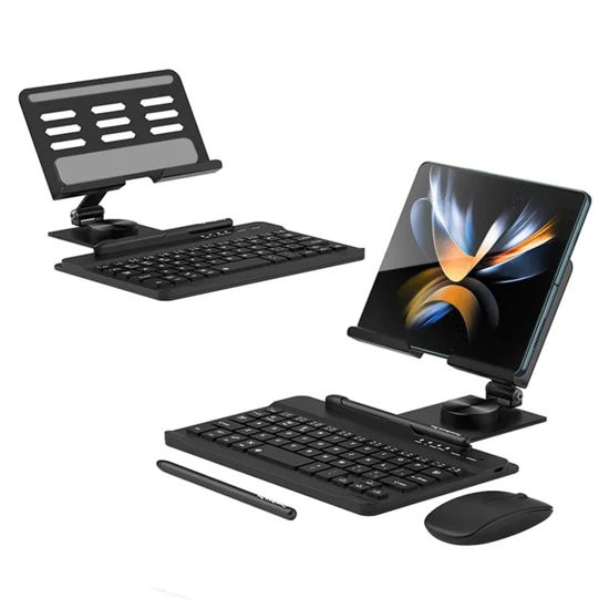 Picture of Galaxy Z Fold 4/Fold 3 Wireless Keyboard + Bluetooth Mouse + Stylus + Foldable Rotating Stand Set for Samsung Galaxy Z Fold 4/Fold 3-4 Piece Set (Black)