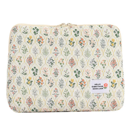 Picture of HICARRY Puffy Laptop Sleeve Case Cute Computer Bag, 14 Inch Flower Printed Quilted Laptop Carrying Cases, Protective Floral Soft Padded Cover Accessories, Compatible with 14" Notebook