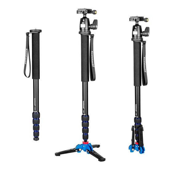 Picture of koolehaoda Camera Aluminum Monopod with Three Feet Stand Support Base & K-09 Ballhead for DSLR Camera Canon Nikon. Extended Max Height: 69-inch.