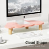 Picture of AFOOYO Monitor Stand Riser, Cloud-Shaped Sturdy Wood Computer Monitor Riser, Laptop Monitor Stand, Multi-Purpose Desktop Organizer Riser for Computer, Laptop, Printer, TV,Pink