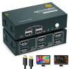 Picture of DisplayPort KVM Switch 2 Monitors 2 Computers, 4K@60Hz 2 Port Dual Monitor Switch with 4 USB2.0 Port, 2 PC Share 2 Monitors,Adaptive EDID