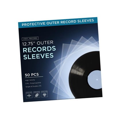 Picture of TNP 50 Vinyl Outer Sleeves Cover - Thick 3 Mil Vinyl Protective Sleeves 12.75" x 12.75" - Crystal Clear Plastic Vinyl Record Sleeves for Single & Double LP Album Covers Storage Collection