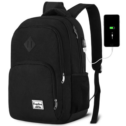 Picture of YAMTION Backpack for Men and Women,School Backpack for Teenager,15.6 inch Laptop Bookbag with USB Charging port for Business Work College Travel Trip