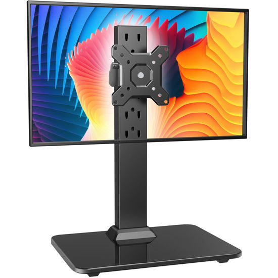 Picture of HUANUO Monitor Stand, Holds up to 44lbs Freestanding VESA Monitor Mount for 13″-34″ Screens, 5 Height Options, Swivel Desk Monitor Stand Riser with 360° Rotation, 75x75mm/100x100mm VESA