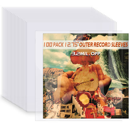 Picture of Record Sleeves for Vinyl Record, 100 Clear Plastic 12“ LP Record Sleeves Outer, 12.75" x 12.75" 3.2 Mil Album Covers, Protective Single & Double Record Sleeves for Vinyl Record Albums Protection