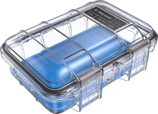 Picture of Pelican M40 Micro Case - Waterproof Case (Dry Box, Field Box) for iPhone, GoPro, Camera, and more (Blue/Clear)