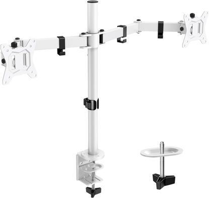 Picture of ErGear Dual Monitor Mount for Desk, Fully Adjustable Dual Monitor Arm Fits 2 Computer Screens up to 32 inch, White Monitor Arm Desk Stand for 2 Monitors, Each Arm Holds Up to 17.6 lbs, White