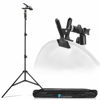 Picture of LS LIMO STUDIO LIMOSTUDIO Heavy Duty Metal Clamp Clip Holder Light Stand Mount Bracket with Umbrella Reflector Holder, Female Screw Adapter Thread Brass and 5/8", 78 inch Tall Light Stand, AGG3074