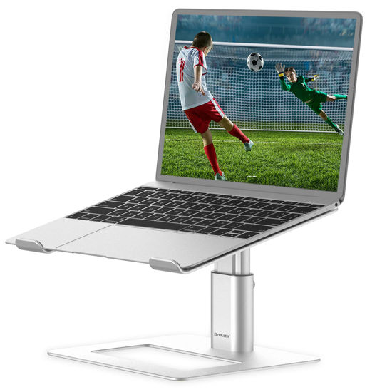 Picture of BoYata Laptop Stand, Ergonomic Aluminum Height Adjustable Computer Stand Laptop Riser Holder for Desk, Compatible with MacBook Pro/Air, Dell, Lenovo, HP, Samsung, More Laptops 11-17"