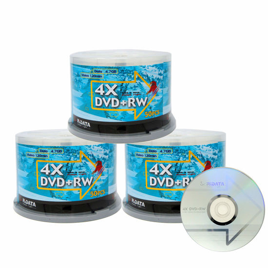 Picture of 150 Pack Ridata DVD+RW 4X 4.7GB Silver Logo Rewritable DVD Plus RW Re-writable Blank Recordable Media Disc