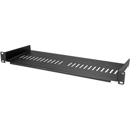 Picture of StarTech.com 1U Server Rack Shelf - Universal Vented Rack Mount Cantilever Tray for 19" Network Equipment Rack & Cabinet - Heavy Duty Steel - Weight Capacity 44lb/20kg - 7" Deep Shelf (CABSHELF1U7V)