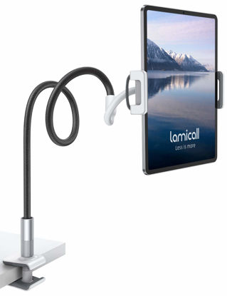 Picture of Lamicall Gooseneck Tablet Holder, Tablet Mount : Flexible Arm Clip Tablet Stand for Bed, Tablet Desk Mount, Compatible with iPad Pro 11", Mini Air, Galaxy Tabs More 4.7 to 10.5" Phones and Tablets