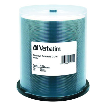 Picture of Verbatim CD-R 700MB 52X White Thermal Printable Recordable Media Disc - 100pk Spindle