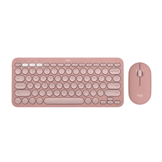 Picture of Logitech Pebble 2 Combo, Wireless Keyboard and Mouse, Quiet and Portable, Customizable, Logi Bolt, Bluetooth, Easy-Switch for Windows, macOS, iPadOS, Chrome - Tonal Rose