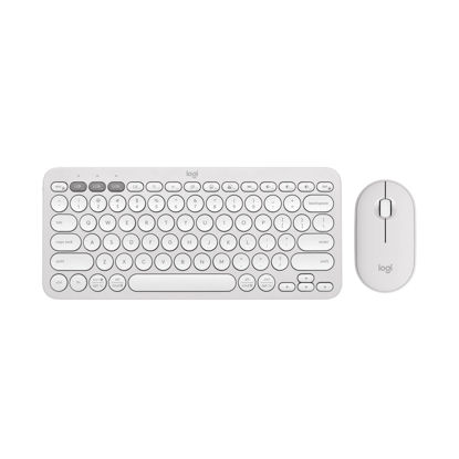 Picture of Logitech Pebble 2 Combo, Wireless Keyboard and Mouse, Quiet and Portable, Customizable, Logi Bolt, Bluetooth, Easy-Switch for Windows, macOS, iPadOS, Chrome - Tonal White