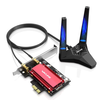 Picture of WAVLINK 2024 New AX5400M WiFi 6E PCIe Network Card, Tri-Band AX210 Wireless Adapter with Bluetooth 5.3, MU-MIMO, WPA3, OFDMA, Low-Profile Bracket, Heat Sink, for Windows 11/10 PC