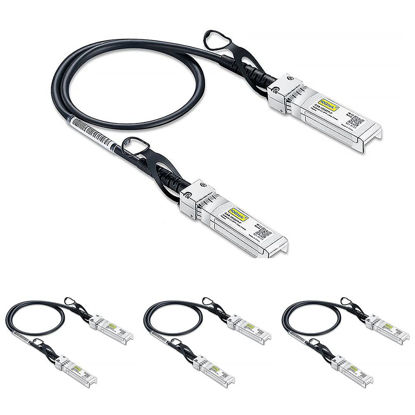 Picture of 10Gtek 10G SFP+ DAC Cable - 10GBASE-CU Passive Direct Attach Copper Twinax SFP Cable for Cisco SFP-H10GB-CU0.25M, Meraki MA-CBL-TA-0.25M, Fortinet, Ubiquiti UniFi, 0.25-Meter(0.82ft), 4-Pack