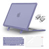 Picture of MOSISO Compatible with MacBook Air 13 inch Case 2024 2023 2022 M3 A3113 M2 A2681,Heavy Duty Shockproof Hard Case with Fold Kickstand&Keyboard Skin&Screen Film&Type C for MacBook Air 13.6,Lavender Gray