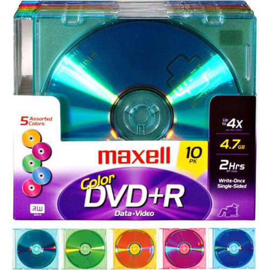 Picture of Maxell MXL-DVD+R/COLOR/10 4X Color Write-Once DVD+r