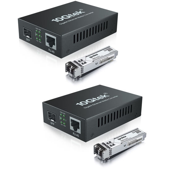 Picture of A Pair of BiDi Gigabit Multi-Mode LC Fiber to Ethernet Media Converter with 2*SFP Modules, 1.25G Fiber Optic to Ethernet Converter, 1000Base-SX to 10/100/1000Base-TX, 850nm, MMF, up to 550-m/1804 ft