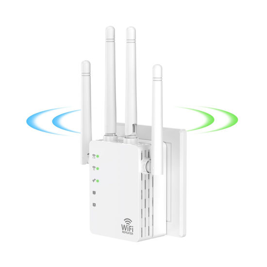 Picture of 1200Mbps Dual Band 2.4&5GHz WiFi Extender, WiFi Extender Signal Booster for Home Cover up to 12880 sq. ft & 105 Devices, 1-Tap Setup, Supports Ethernet Port