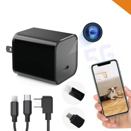 Picture of Hidden Camera Charger - 2.4G/5G WiFi - Remote View - Premium HD 1080P - Best Mini Spy Camera - Secret Hidden Cameras for Home Security - Real Time Monitoring - Wide-Angle - Image Only - iOS Android