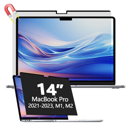 Picture of Halloive Macbook Pro 14 inch Privacy Screen Protector (2021-2023, M1, M2), Removable Privacy Screen Filter for New MacBook Pro 14.2 inchs M1 Pro / M1 Max (A2442/A2779), Anti-Spy/Anti Blue Light