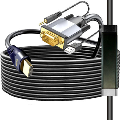 Picture of YOTETION VGA to HDMI 30ft Cable, Directional vga (Source) to hdmi (Display) Cable (Male to Male) 1080P Cable from VGA Computer/Laptop to HDMI Monitor/TV(Not Bidirectional)