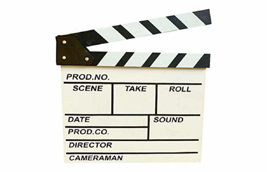 Picture of zmgmsmh Wooden Clapboard Director Film Movie Cut Action Scene Slateboard Clapper Board Slate (Large-White)