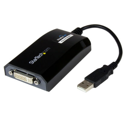 Picture of StarTech.com USB to DVI Adapter - 1920x1200 - External Video & Graphics Card - Dual Monitor Display Adapter Cable - Supports Mac & Windows (USB2DVIPRO2),Black