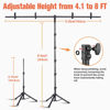 Picture of Lusweimi T-Shape Backdrop Stand, 8x5.3FT Adjustable Photo Background Stand Kit with 4 Spring Clamps, Carry Bag, Portable Photography Studio Backdrop Support Stand for Parties/Wedding/Photography